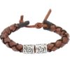 Brown Leather Wristband With Celtic Silver Bands