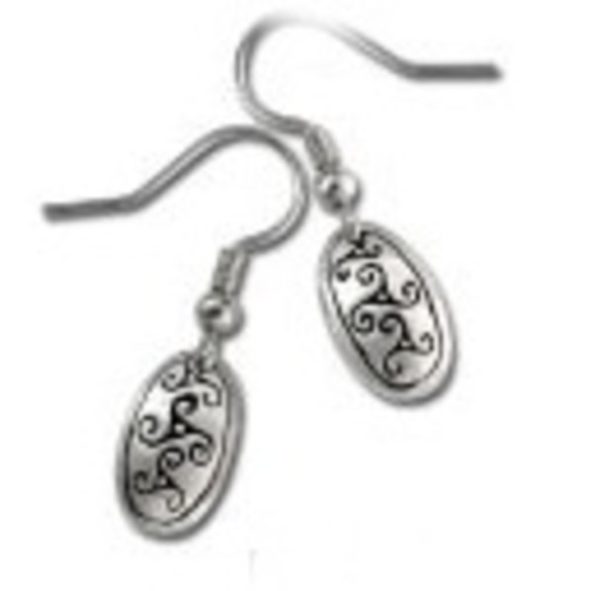 Celtic Triskele Design Pewter Drop Earrings