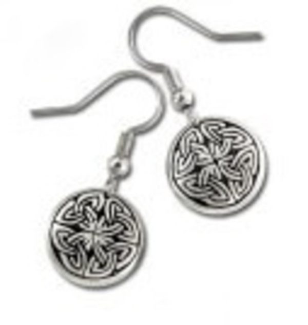 Cross of Life Celtic Design Pewter Earrings