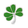 Silver Plated Green Shamrock Brooch