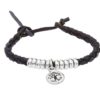 Leather & Silver Wristband with Celtic Design