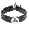 Wide Plait Wristband in Celtic Trinity Knot with Pewter Disc