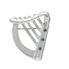 Silver Plated Green CZ Harp Brooch