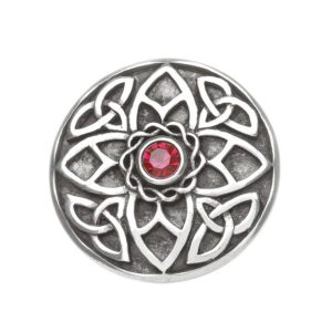 Trinity Knot Brooch with Red Stone