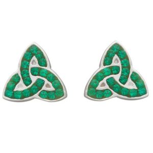 Trinity Stud Earring with Green CZ Stones