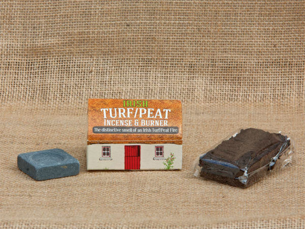 irish turf peat incence burner box contents