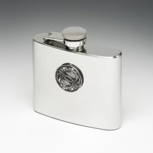 Whiskey Flask Celtic Stainless & Pewter Design