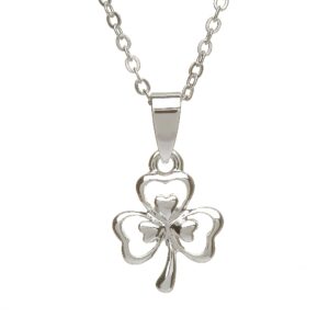 SILVER PLATE DBL SHAMROCK PENDANT