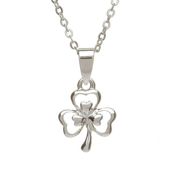 SILVER PLATE DBL SHAMROCK PENDANT