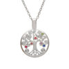 SILVER PLATE TREE OF LIFE PENDANT WITH MULTI COLOUR CZ